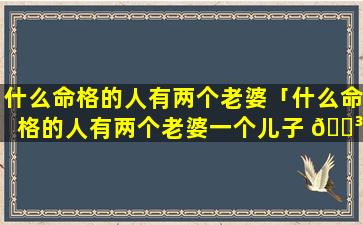 什么命格的人有两个老婆「什么命格的人有两个老婆一个儿子 🐳 」